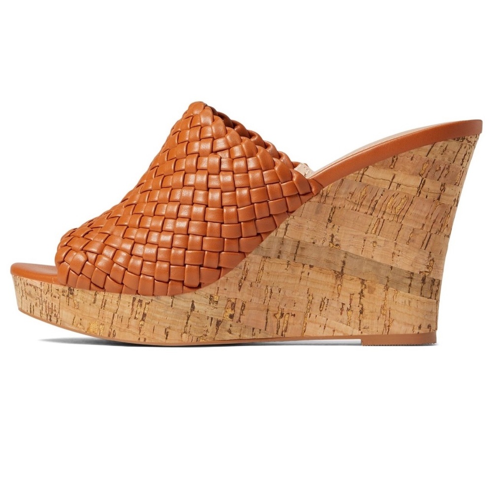 Charles David Lolli Wedge Heel In Caramel Brown Women Size 7.5 Width M NWT